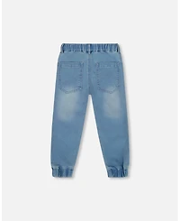 Deux par Toddler Boys French Terry Jogger Pants Light Blue Denim - Toddler|Child