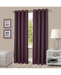 Kate Aurora Vesper Room Darkening Grommet Top Crinkled Satin Lined Single Window Curtain Panel - 63 in. Long Aubergine
