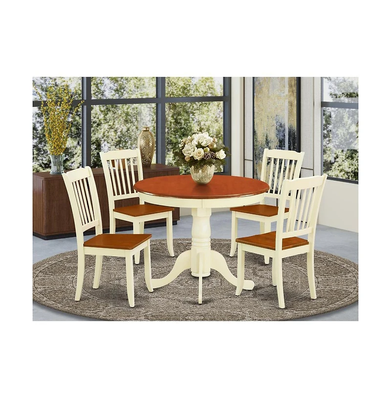 East West Furniture Dining Room Set Buttermilk & Cherry