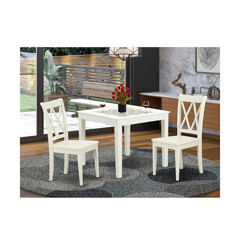 East West Furniture Dining Room Set Linen White