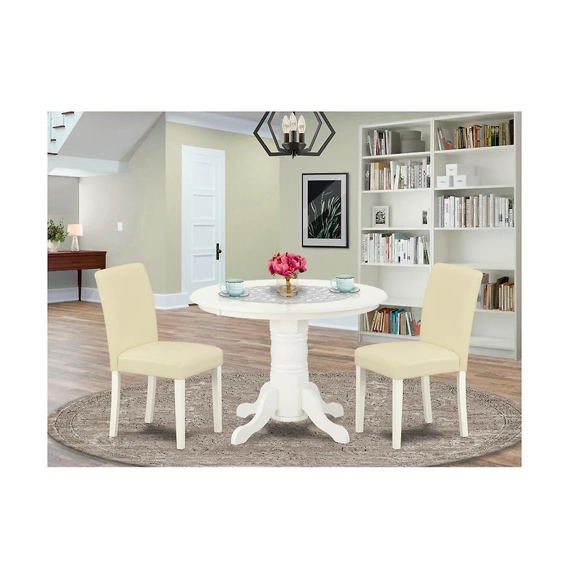 East West Furniture Dining Room Set Linen White