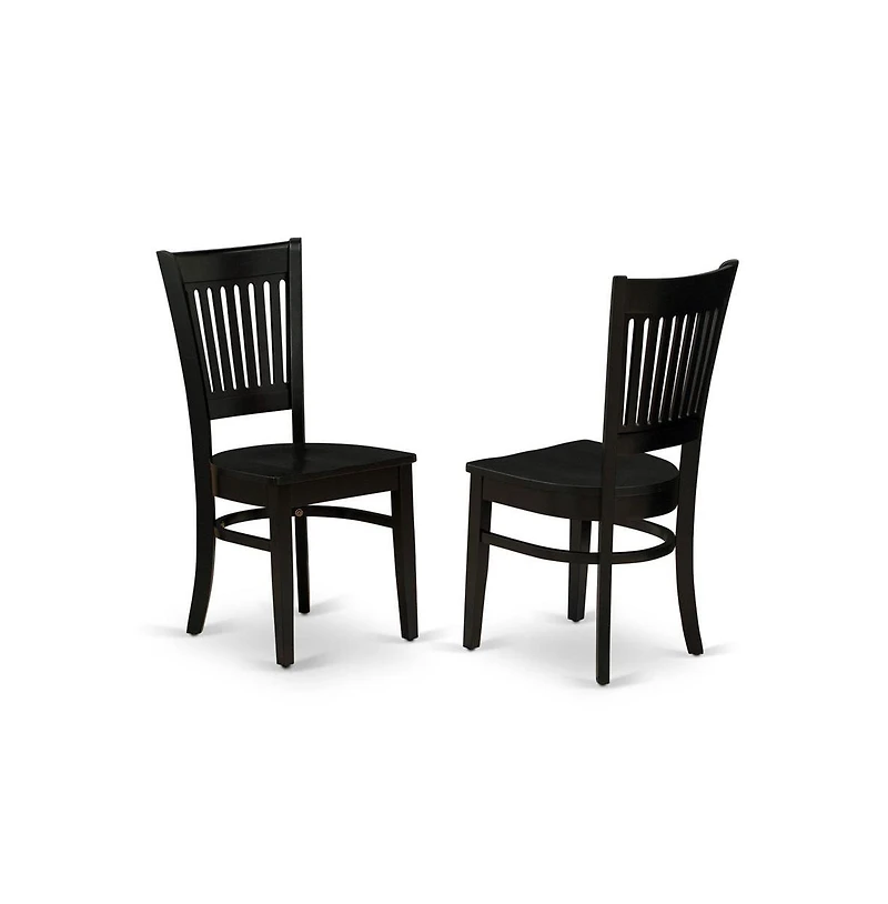 East West Furniture 5-Piece Kitchen Dining Set- 4 Wooden Chair with Wooden Seat and Slatted Chair Back - Drop Leaves Round Dining Table