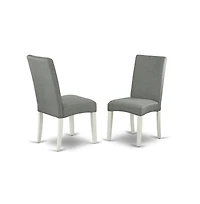 East West Furniture 6-Pc Kitchen Dinette Set-Gray Smoke Linen Fabric Seat and Stylish Chair Back Kitchen chairs, a Rectangular Bench and Rectangular T