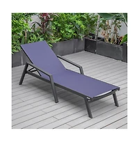 LeisureMod Marlin Patio Chaise Lounge Chair With Armrests in Aluminum Frame