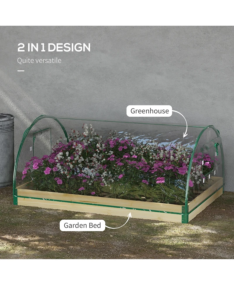 Outsunny Raised Garden Bed with house Pvc Cover, 4' x 3' x 2', Natural