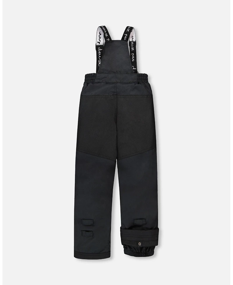 Deux par Girl Two-Piece Play Snowsuit with Allover Print Jacket and Solid Pant Black