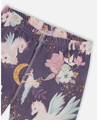Deux par Baby Girl Cotton Two-Piece Pajamas Watercolor Unicorns