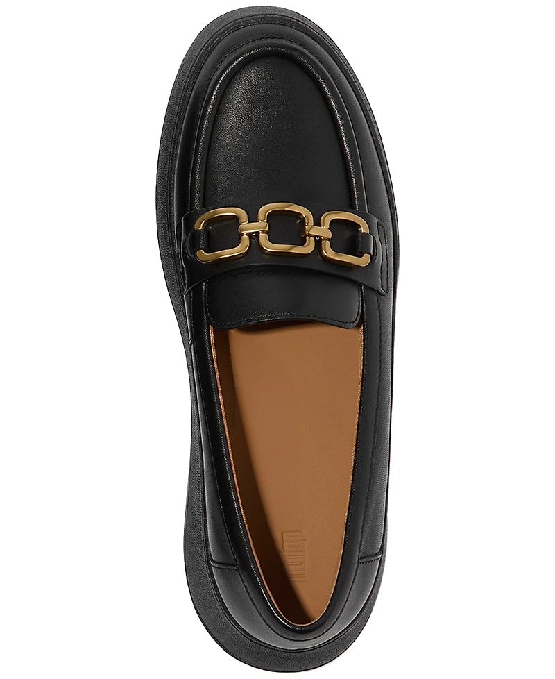 FitFlop Women's F-Mode Square-Chain Leather Loafers