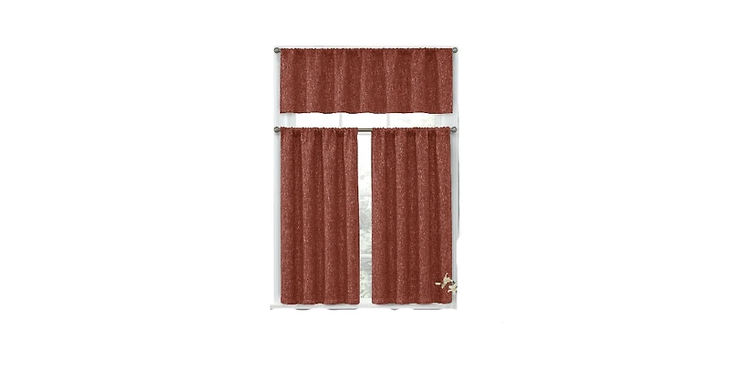 Kate Aurora Complete Textured 3 Piece Caf Kitchen Curtain Tier & Valance Set - 56 in. W x 15 in. L