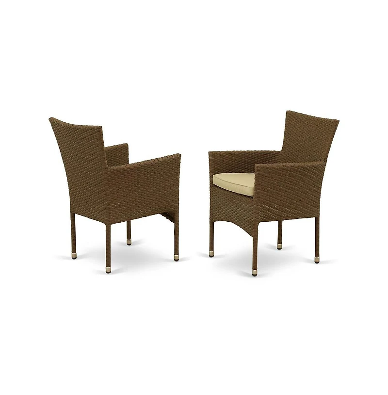 East West Furniture Wicker Patio Set Brow