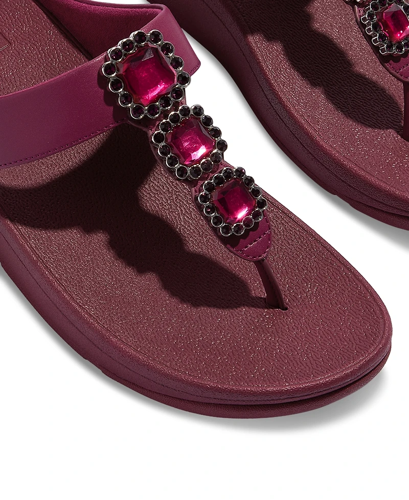 FitFlop Women's Fino Crystal-Jewel Toe-Post Wedge Sandals