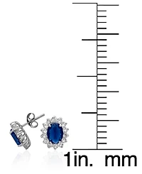 Macy's 2-Piece Set Lab Grown White Opal (1.50 ct. t.w.) and Sapphire (3-1/5 Lady Di Pendant Necklace with Matching Earrings Sterlin