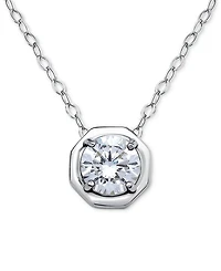 Giani Bernini Cubic Zirconia Solitaire Octagon Pendant Necklace Sterling Silver, 16" + 2" extender, Macy's Exclusive (Also Available 18k Gold Pl