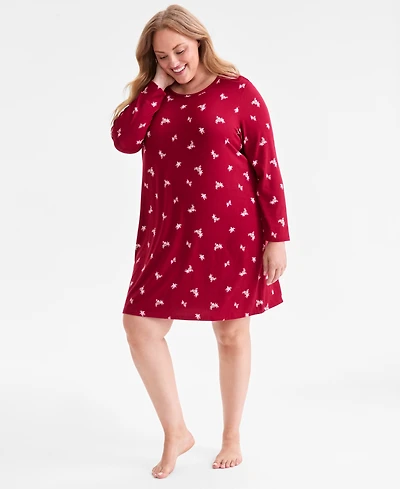 Charter Club Plus Soft Knit Printed Sleepshirt, Created for Macy's