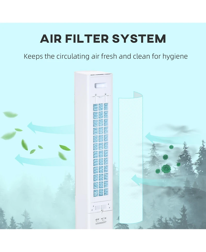 Homcom Bladeless Air Cooler, Evaporative Oscillating Tower Fan Humidifier Unit