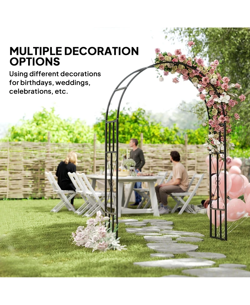 Outsunny 7.3ft Steel Garden Arch Trellis, Garden Arbor for Climbing Plants