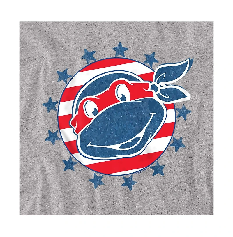 Logovision Men's Teenage Mutant Ninja Turtles 4th Of July Headshot T-Shirt