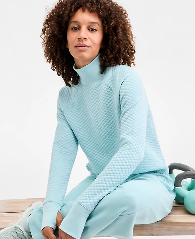 Id Ideology Women's Relaxed Quilted Mock-Neck Sweater, Macy's Exclusive