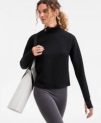 Id Ideology Women's Relaxed Quilted Mock-Neck Sweater, Macy's Exclusive