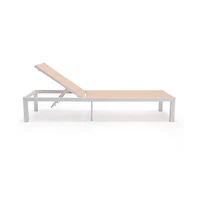 LeisureMod Marlin Patio Chaise Lounge Chair With White Aluminum Frame