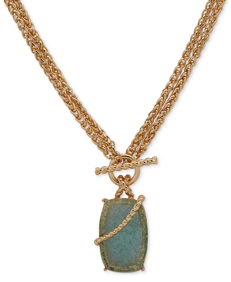 Anne Klein Gold-Tone Stone Toggle Convertible 18" Pendant Necklace