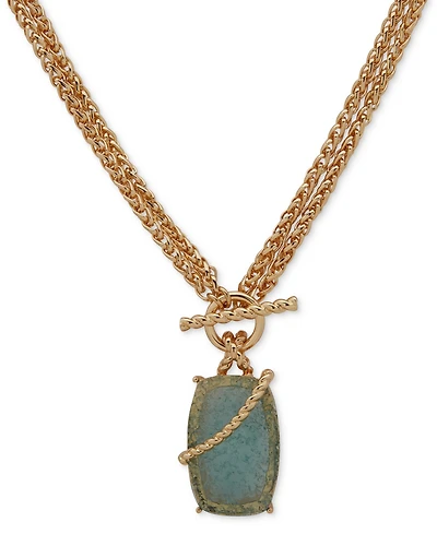 Anne Klein Gold-Tone Stone Toggle Convertible 18" Pendant Necklace