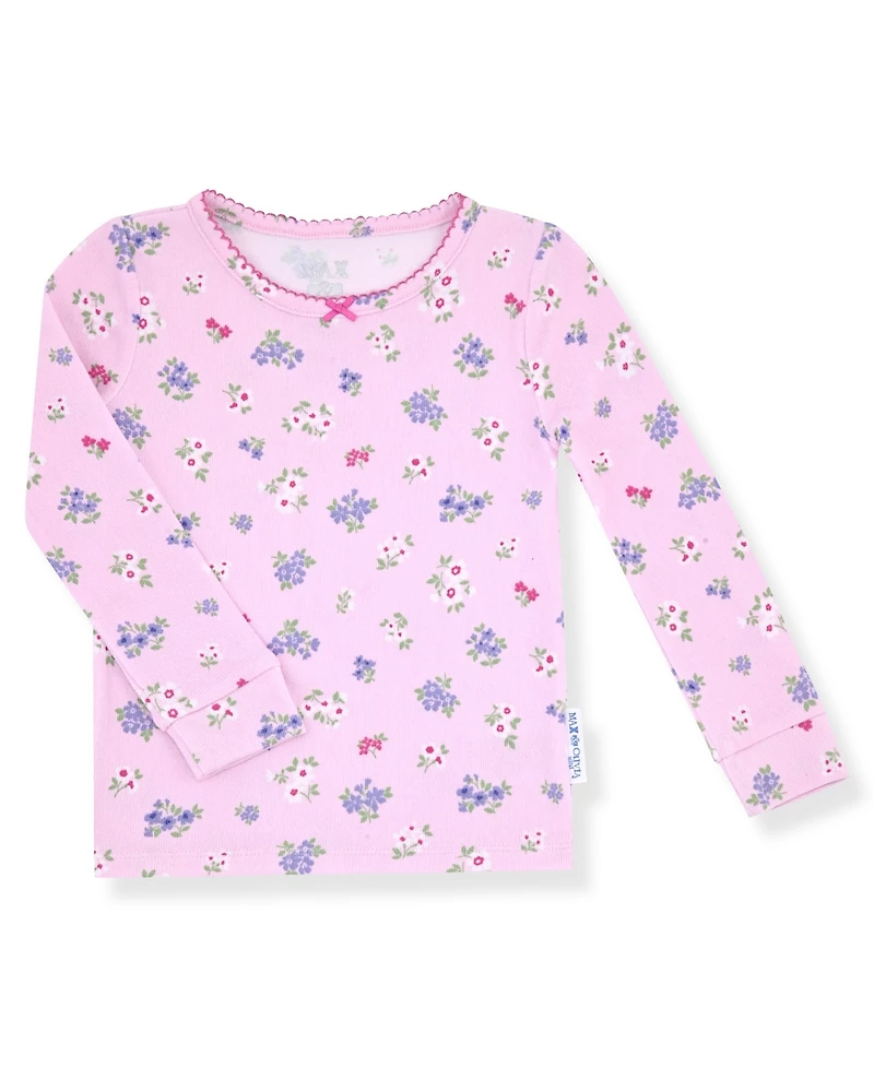 Max & Olivia Baby and Toddler Girls 2-Piece Ditsy Floral Pajama with Socks Set