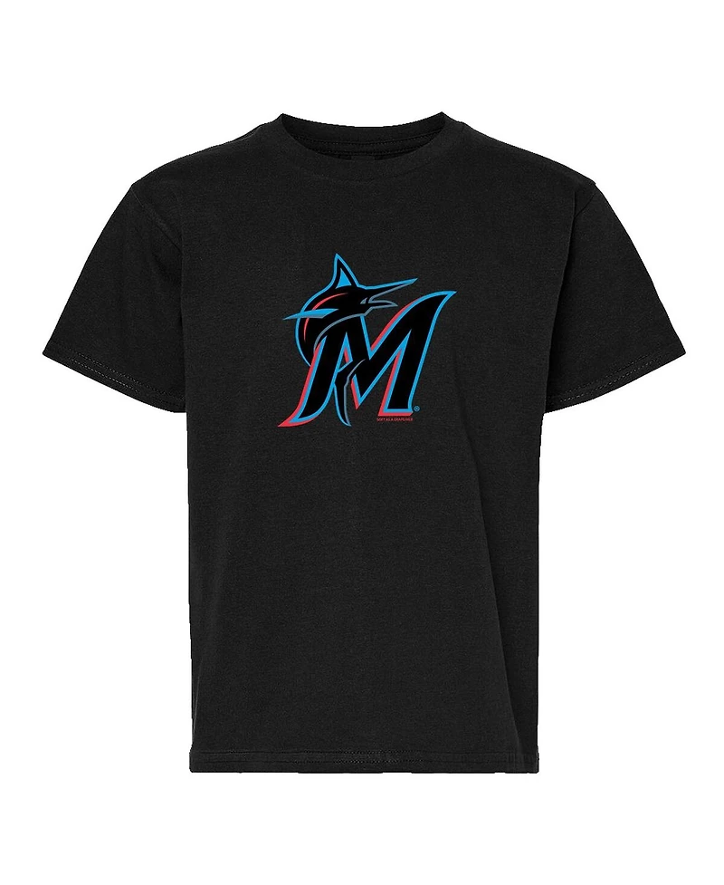 Soft As A Grape Big Boys and Girls 2-Pack Black/Gray Miami Marlins T-Shirt Set