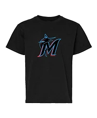 Soft As A Grape Big Boys and Girls 2-Pack Black/Gray Miami Marlins T-Shirt Set