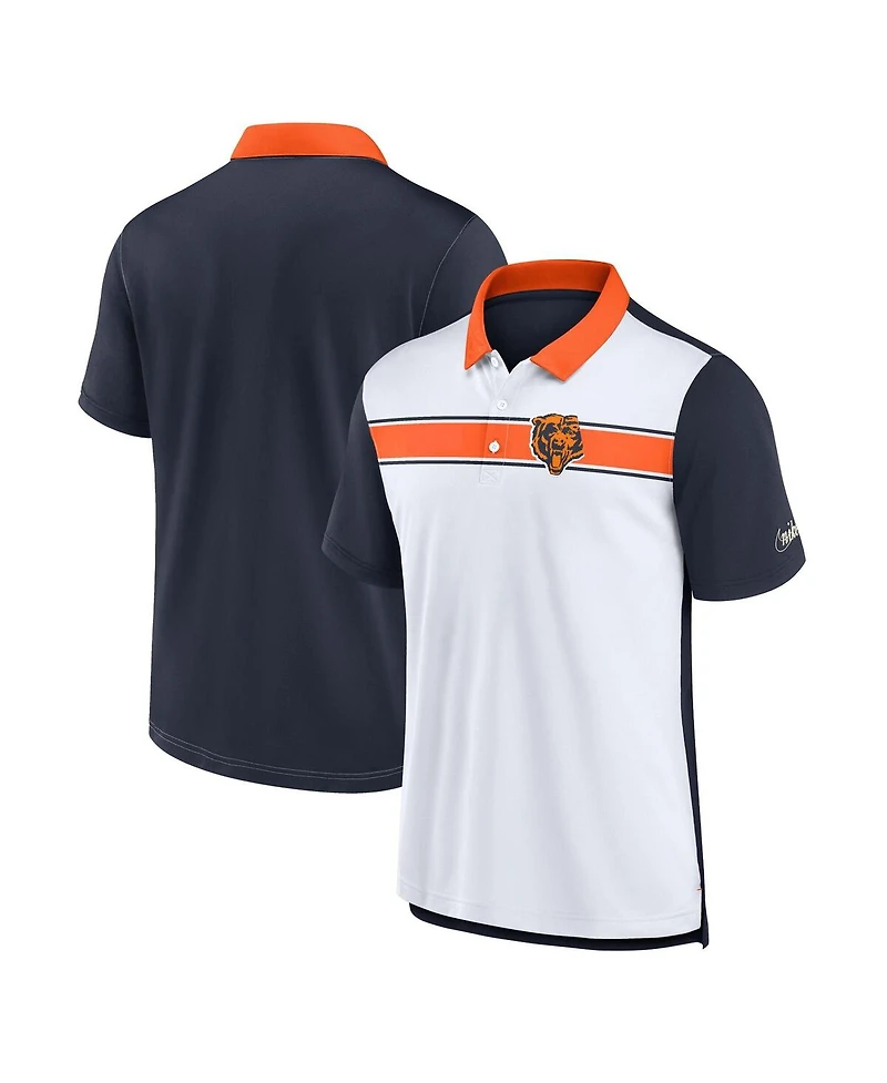 Nike Men's White/Navy Chicago Bears Rewind Pique Polo Shirt
