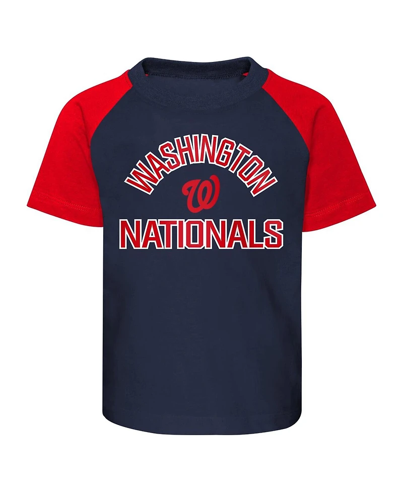 Outerstuff Baby Boys and Girls 2-Piece Navy/Heather Gray Washington Nationals Ground Out Baller Raglan T-Shirt Shorts Set