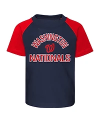 Outerstuff Baby Boys and Girls 2-Piece Navy/Heather Gray Washington Nationals Ground Out Baller Raglan T-Shirt Shorts Set