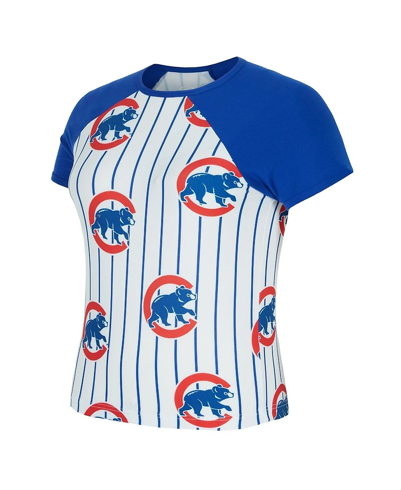 Concepts Sport Women's White Chicago Cubs Outbound Pinstripe Raglan Top