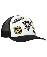 Mitchell & Ness Men's White/Black Pittsburgh Penguins Gridlock Trucker Adjustable Hat