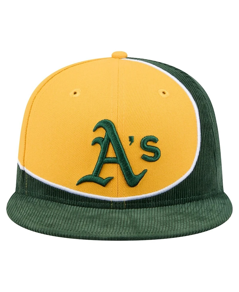 New Era Men's Green/Gold Athletics Retro Split Corduroy Snapback Hat