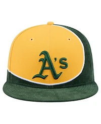 New Era Men's Green/Gold Athletics Retro Split Corduroy Snapback Hat
