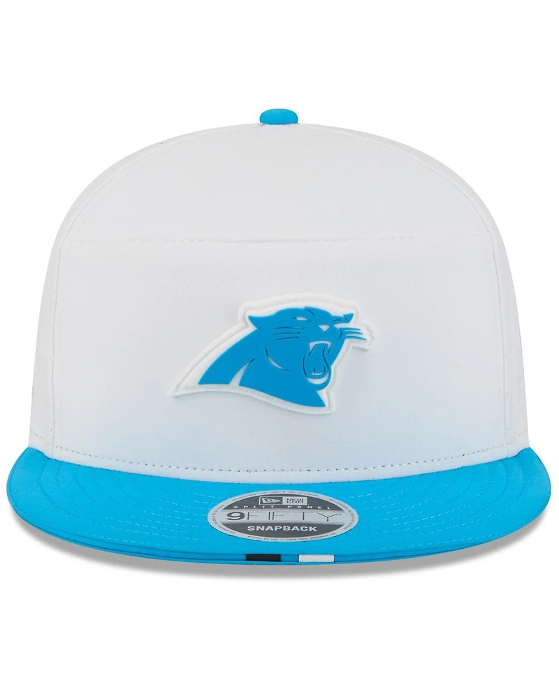 New Era Men's White/Blue Carolina Panthers 2025 Nfl Training Camp Split Panel 9FIFTY Snapback Hat