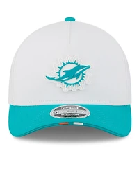 New Era Men's White/Aqua Miami Dolphins 2025 Nfl Training Camp A-Frame 9FORTY Adjustable Hat