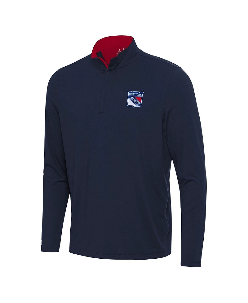 Antigua Men's Navy/Red New York Rangers Content Quarter-Zip Pullover Sweatshirt