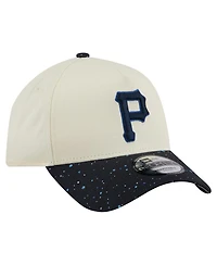 New Era Men's Cream Pittsburgh Pirates Speckle A-Frame 9FORTY Adjustable Hat