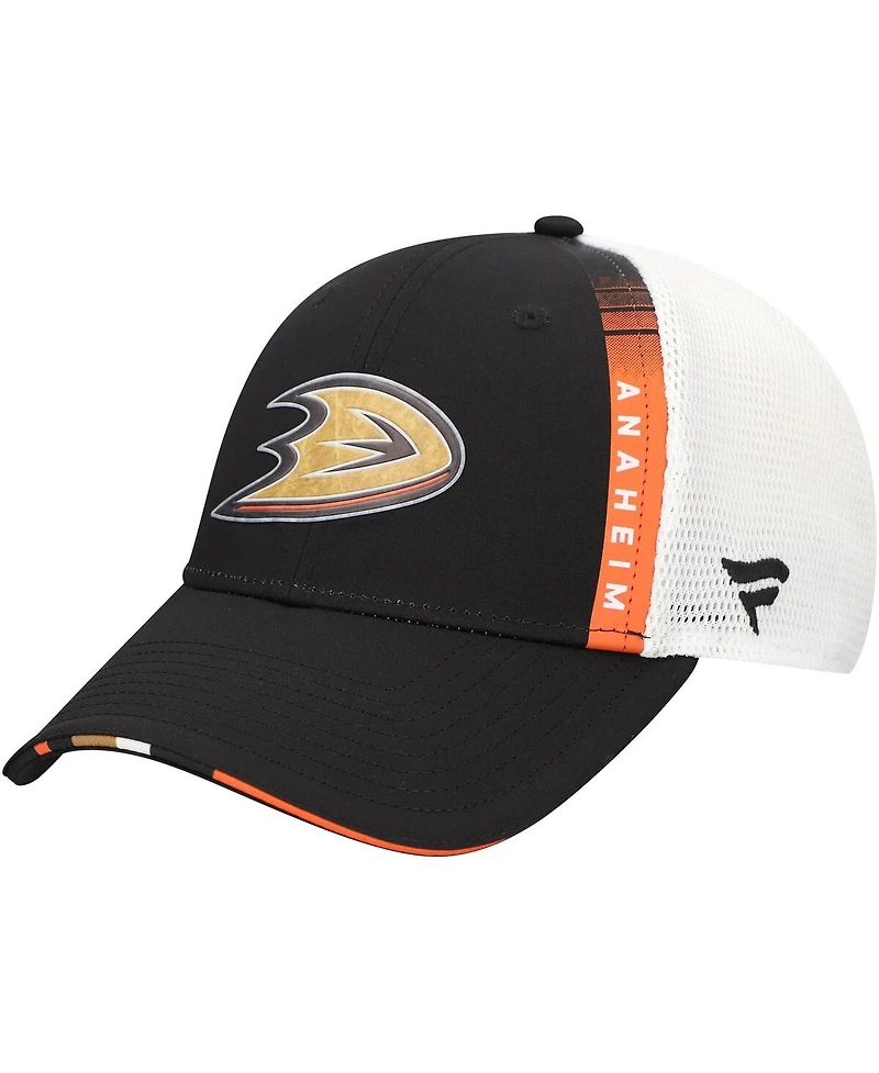 Fanatics Men's Black Anaheim Ducks Authentic Pro Draft Adjustable Trucker Hat
