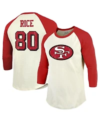 Majestic Men's Jerry Rice Cream/Scarlet San Francisco 49ers Retired Player Name Number 3/4 Raglan Sleeve T-Shirt