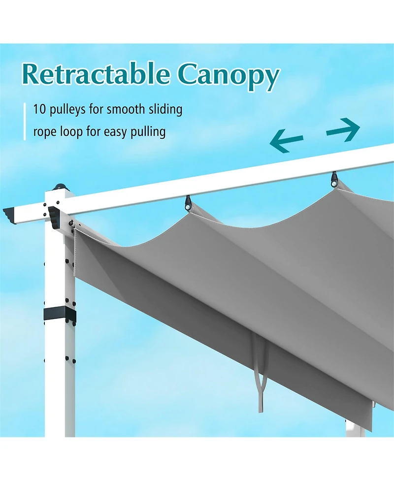 Gymax 12' x 10' Outdoor Pergola w/ Retractable Canopy Aluminum Frame Anchors Patio