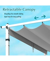 Gymax 12' x 10' Outdoor Pergola w/ Retractable Canopy Aluminum Frame Anchors Patio