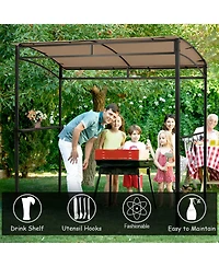 Gymax 7'x4.5' Grill Gazebo Outdoor Patio Garden Bbq Canopy Shelter Storage Hook