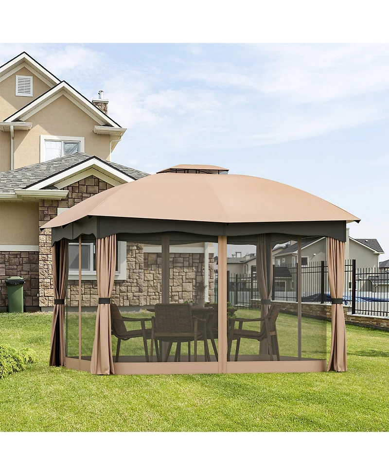 Gymax Patio 12' x 10' Canopy Heavy Duty Steel Gazebo Double Vented Outdoor