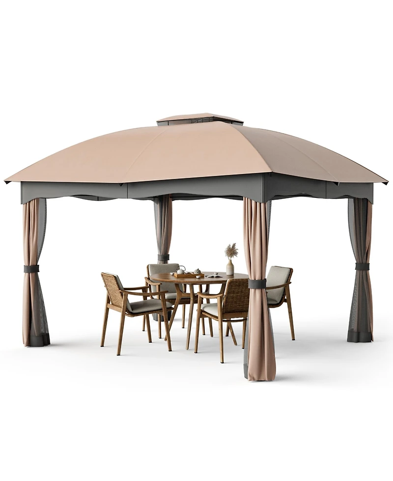 Gymax Patio 12' x 10' Canopy Heavy Duty Steel Gazebo Double Vented Outdoor