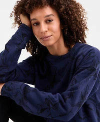 Id Ideology Women's Relaxed Earthly Marble Fleece Crewneck Sweatshirt, Macy's Exclusive