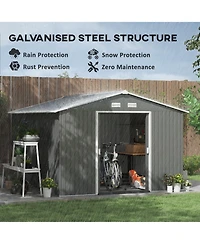 Outsunny 11ft x 9ft Outdoor Metal Storage Shed with 2 Doors