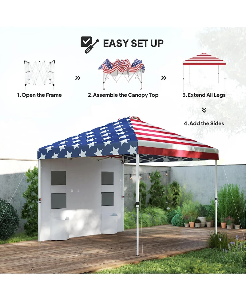 Outsunny 10' x Pop Up Canopy Tent with Sidewall, UPF50+,